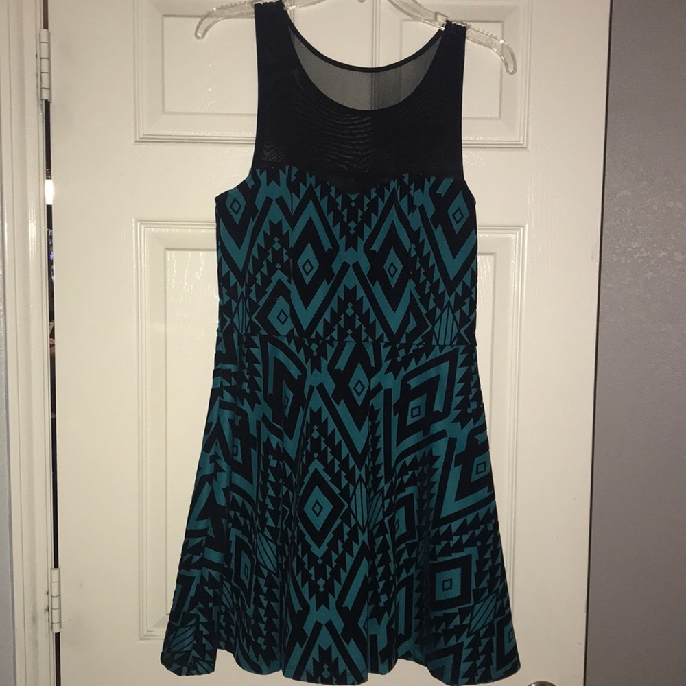 Black and teal print dress
